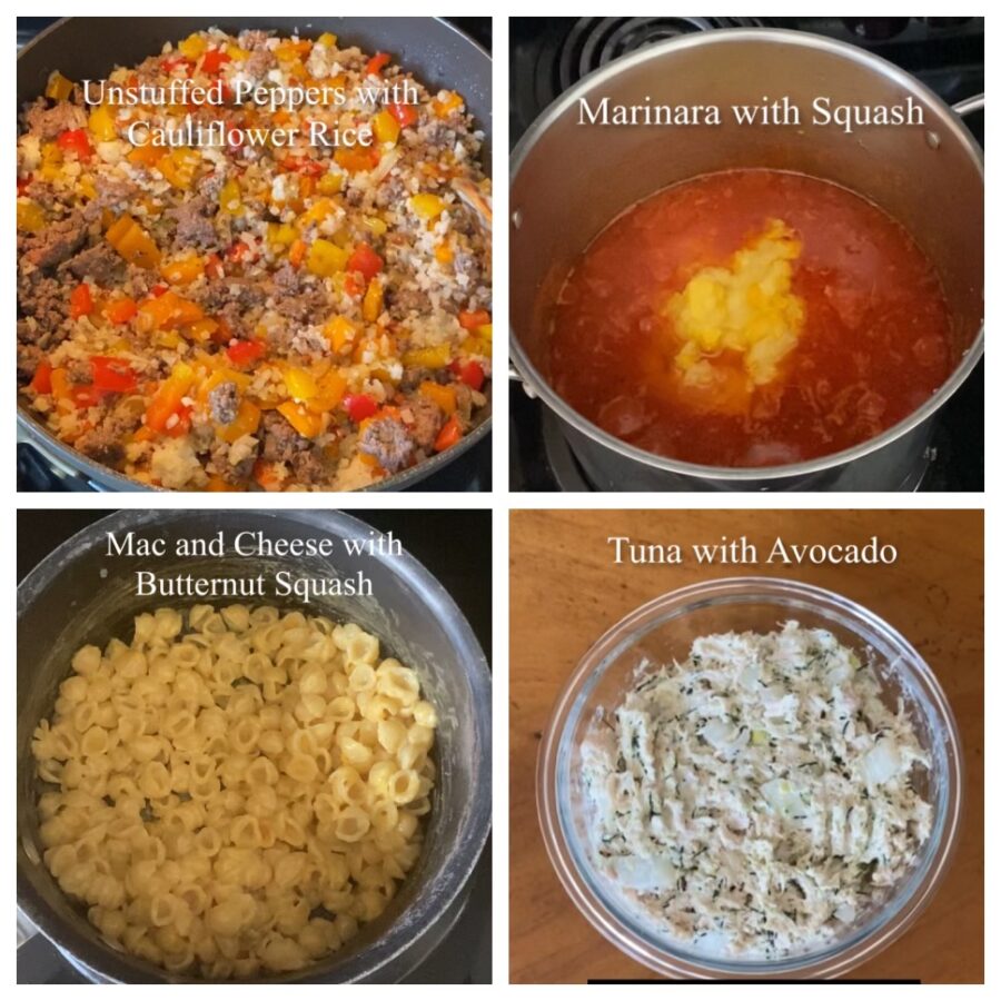 picture of 4 meals that hide vegetables in them