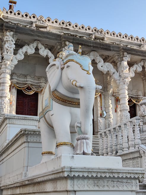 Stunning white elephant sculpture at a Hindu temple in Antwerpen, Belgium.